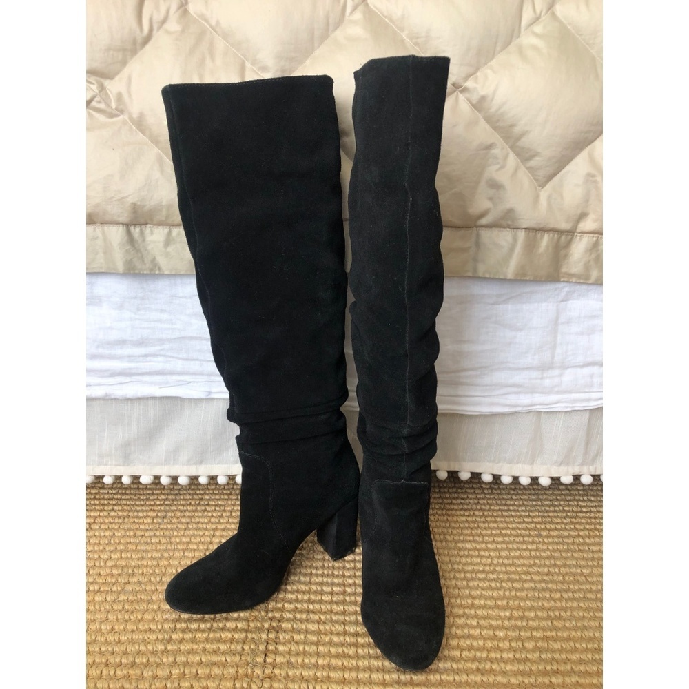 STEVE MADDEN Suede Knee Length Heeled Boots Size 5.5 - Picture 3 of 4